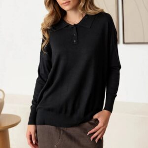 Collar Polo Soft Knit Sweater Top