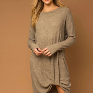 Twisted Ribbed Long Sleeve Mini Dress