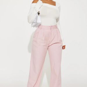 High-Waisted Pinstripe Wide Leg Trousers