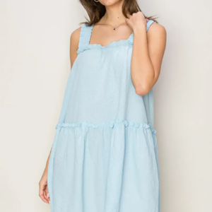 Tiered Ruffle Ruched Strap Sleeveless Mini Dress