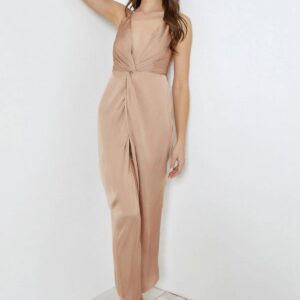 Elegant Front Twist Open Tie Back Front Slip Dress