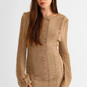 Distressed Cotton See-Through Bodycon Mini Dress