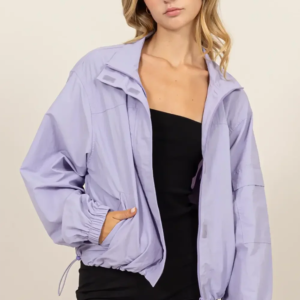 Lightweight Nylon Windbreaker Zip Up & Hook And Loop Athletic Jacket