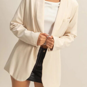 Tie Waist Shawl Collar Single Button Long Sleeve Professional Boutique Fashion Blazer