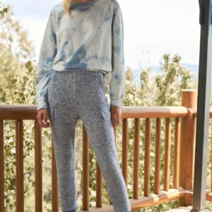 Navy High Waist Cargo Pocket Detail Fuzzy Jogger Sweat Pants