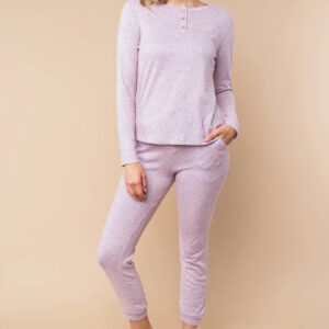 Soft Ribbed Knit Elastic Waist Cozy Lounge Jogger Pants